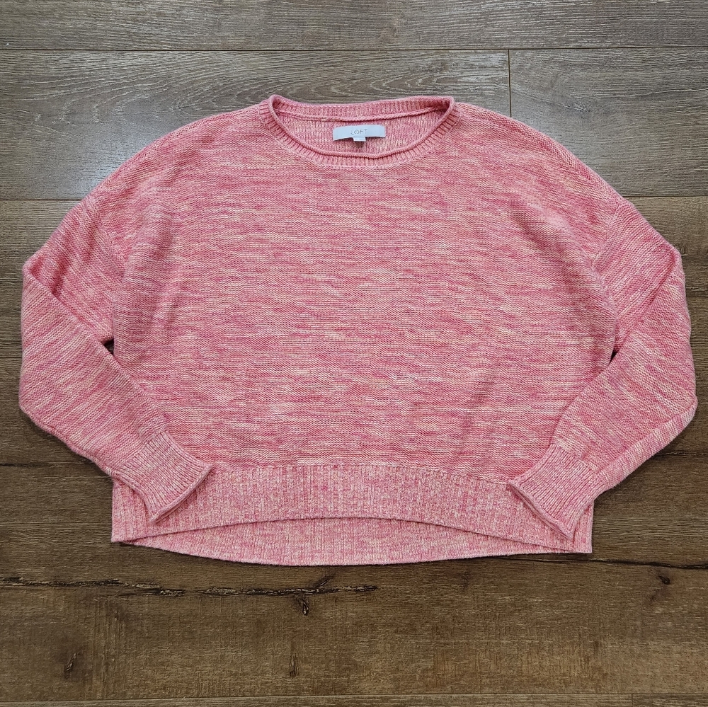 Loft women's coral cotton drop shoulder Sweater sz XL minimalistcore bohocore - Picture 3 of 9